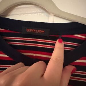 Scotch & Soda Red and White Striped Tee